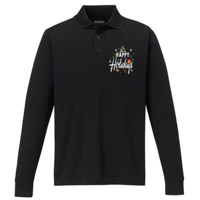 Happy Holidays | Merry Christmas Performance Long Sleeve Polo