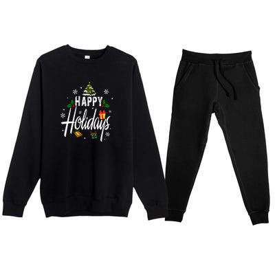 Happy Holidays | Merry Christmas Premium Crewneck Sweatsuit Set