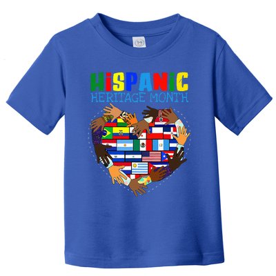 Hispanic Heritage Month All Countries Flag Heart Hands Toddler T-Shirt