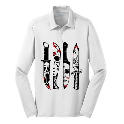 Halloween Horror Movie Characters Silk Touch Performance Long Sleeve Polo