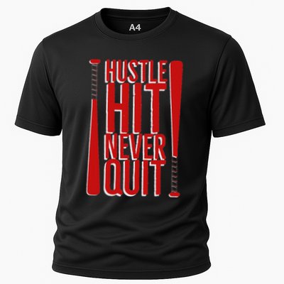 Hustle Hit Never Quit Baseball Saying Practice Workout Fan Performance Shirt