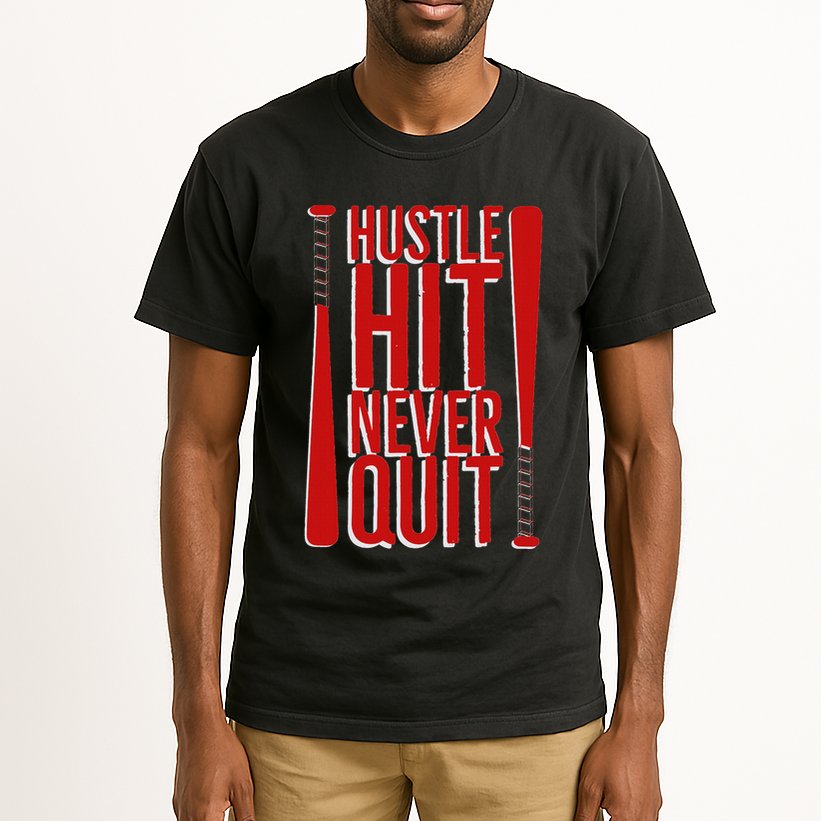 Hustle Hit Never Quit Baseball Saying Practice Workout Fan Tall T-Shirt