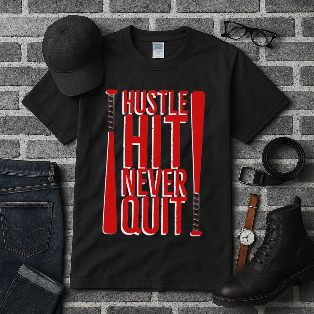 Hustle Hit Never Quit Baseball Saying Practice Workout Fan Tall T-Shirt