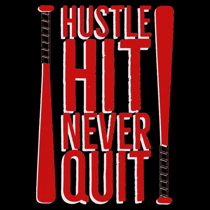 Hustle Hit Never Quit Baseball Saying Practice Workout Fan Button