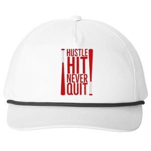 Hustle Hit Never Quit Baseball Saying Practice Workout Fan Snapback Five-Panel Rope Hat