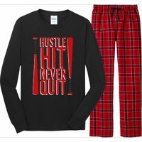 Hustle Hit Never Quit Baseball Saying Practice Workout Fan Long Sleeve Pajama Set