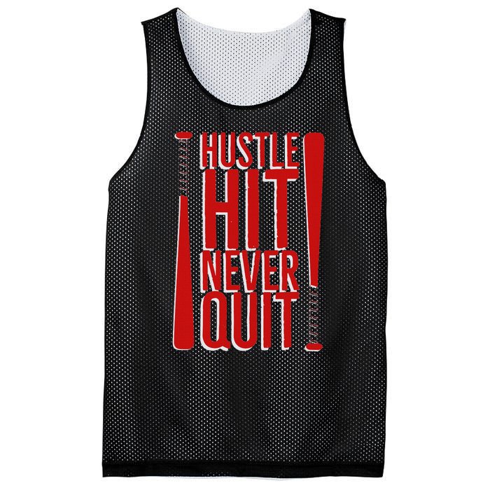 Hustle Hit Never Quit Baseball Saying Practice Workout Fan Mesh Reversible Basketball Jersey Tank