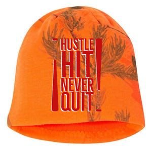 Hustle Hit Never Quit Baseball Saying Practice Workout Fan Kati - Camo Knit Beanie