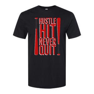 Hustle Hit Never Quit Baseball Saying Practice Workout Fan Softstyle CVC T-Shirt