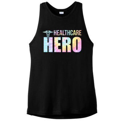 Healthcare Hero Nurse Doctor Frontline Essential Wor Tie Dye Ladies PosiCharge Tri-Blend Wicking Tank