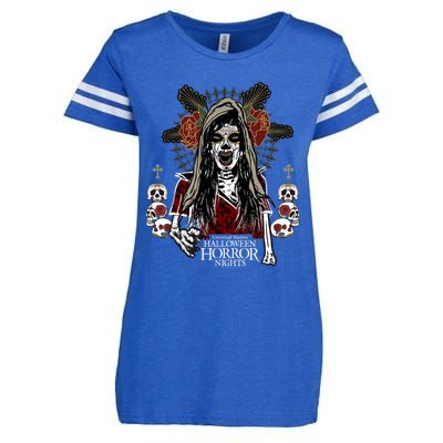 Halloween Horror Nights Day Of The Dead Dia De Los Muertos Enza Ladies Jersey Football T-Shirt