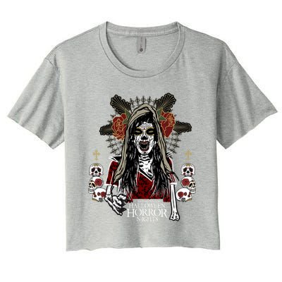 Halloween Horror Nights Day Of The Dead Dia De Los Muertos Women's Crop Top Tee