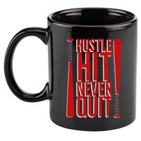 Hustle Hit Never Quit Baseball Saying Practice Workout Fan 11oz C Handle Ceramic Mug