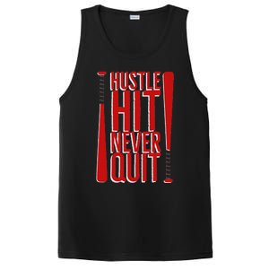 Hustle Hit Never Quit Baseball Saying Practice Workout Fan PosiCharge Competitor Tank