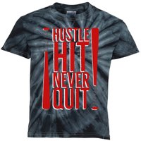 Hustle Hit Never Quit Baseball Saying Practice Workout Fan Kids Tie-Dye T-Shirt