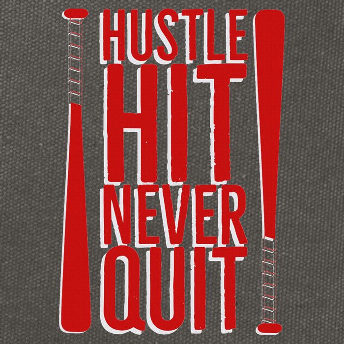 Hustle Hit Never Quit Baseball Saying Practice Workout Fan Cotton Canvas Backpack