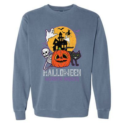 Halloween Horror Nights Retro Movie Poster Spooky Skeleton Garment-Dyed Sweatshirt