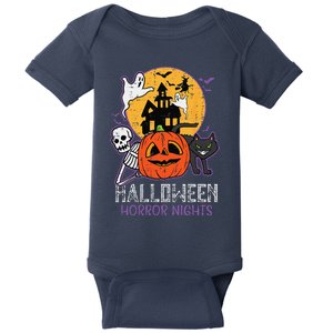 Halloween Horror Nights Retro Movie Poster Spooky Skeleton Baby Bodysuit