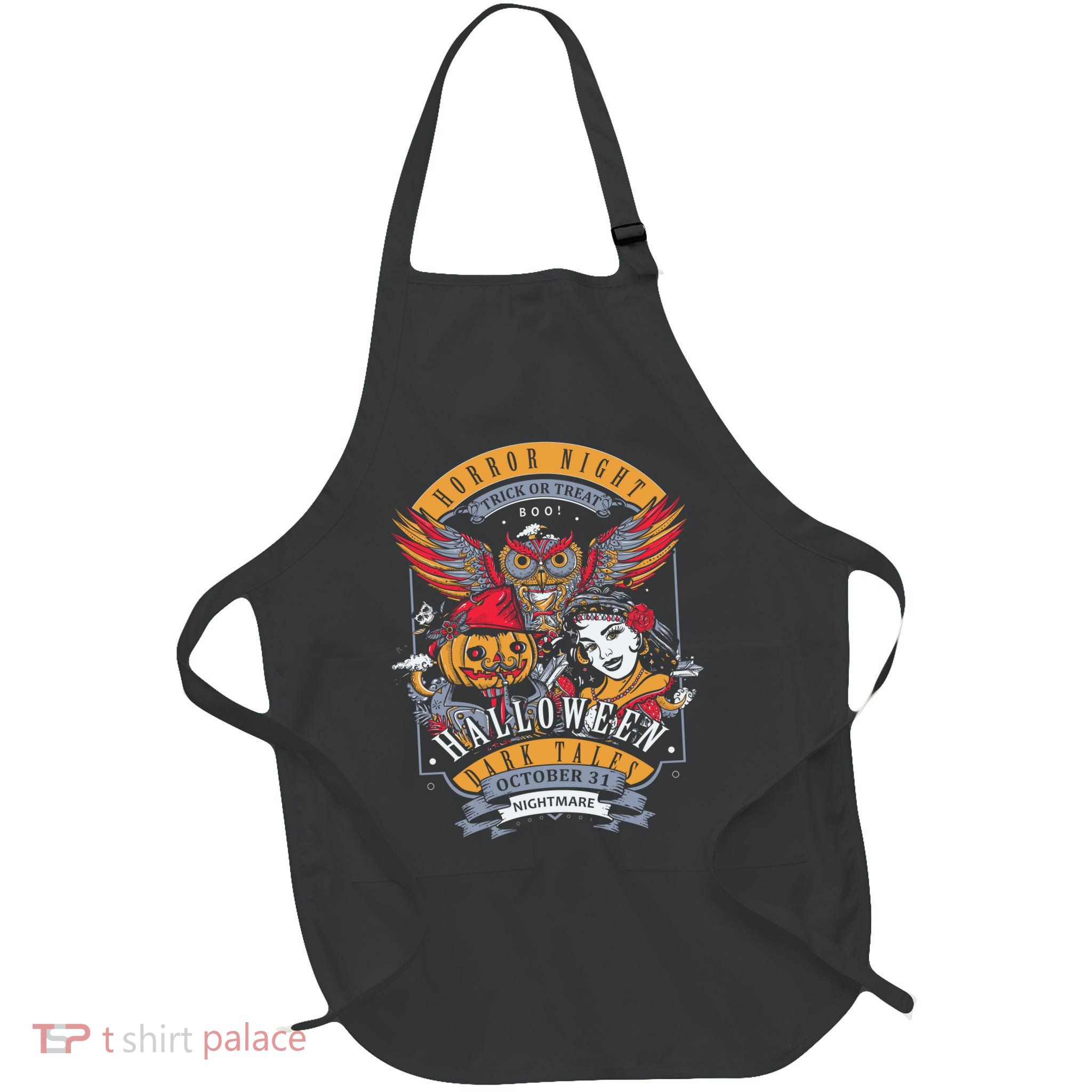 Halloween Horror Night Full-Length Apron With Pockets