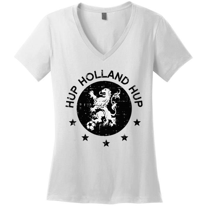 Hup Holland Netherlands Orange Soccer Women's V-Neck T-Shirt