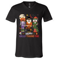 Happy Hallothanksmas Nutcracker Squad Christmas V-Neck T-Shirt