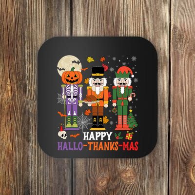 Happy Hallothanksmas Nutcracker Squad Christmas Coaster