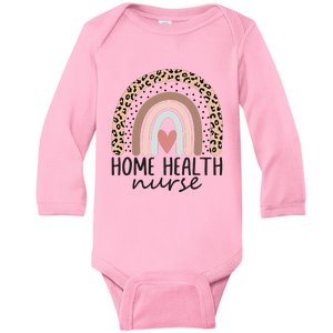 Home Health Nurse Home Care Nursing leopard rainbow Baby Long Sleeve Bodysuit