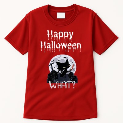 Happy Halloween Night With Black Cat Tall T-Shirt