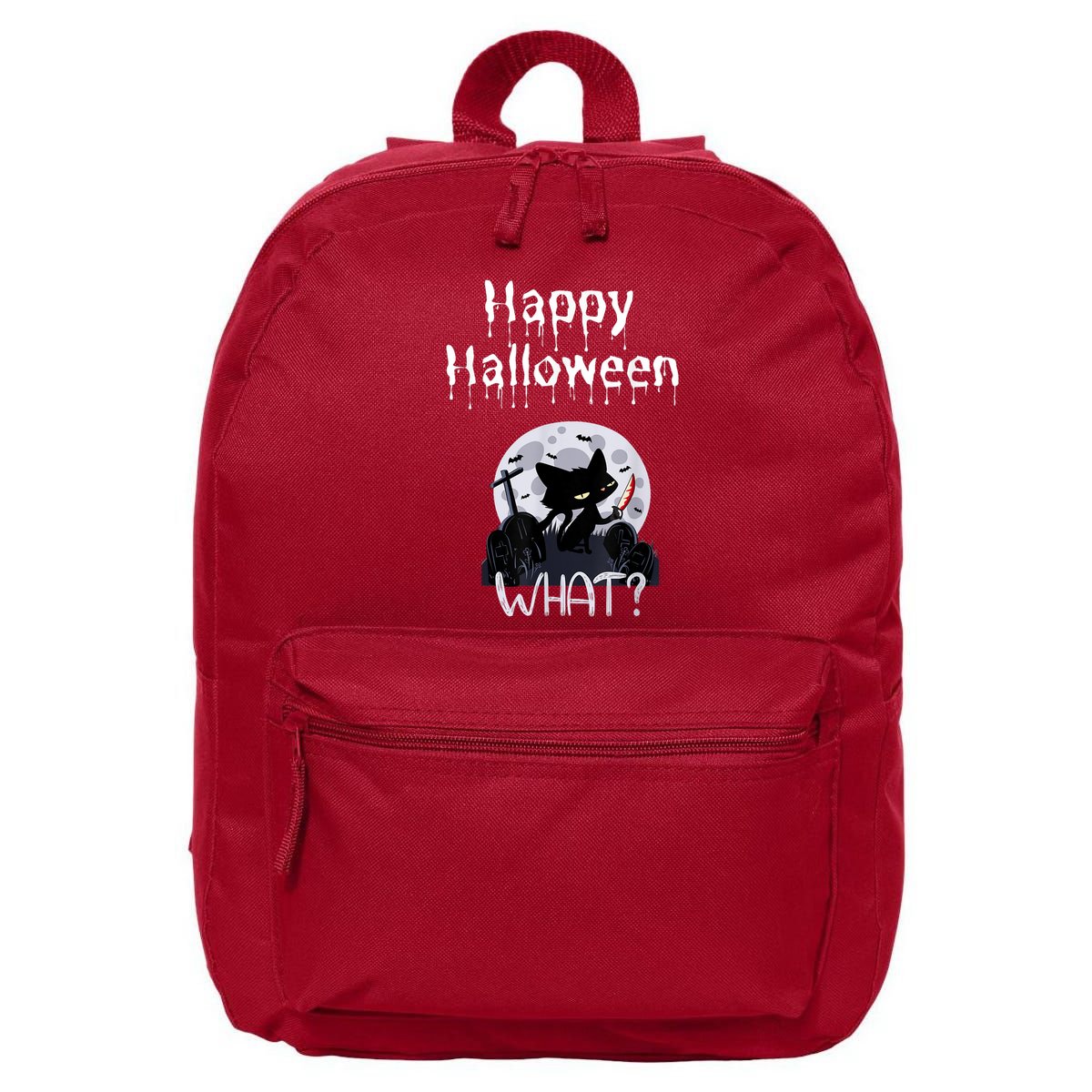 Happy Halloween Night With Black Cat 16 in Basic Backpack