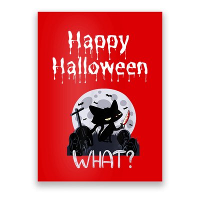 Happy Halloween Night With Black Cat Poster