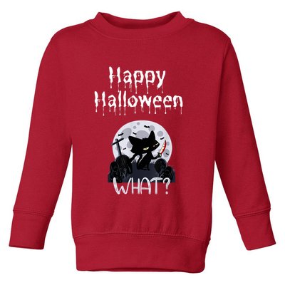 Happy Halloween Night With Black Cat Toddler Sweatshirt