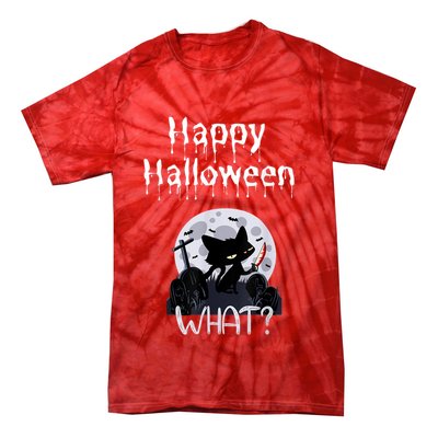 Happy Halloween Night With Black Cat Tie-Dye T-Shirt