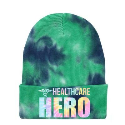 Healthcare Hero Nurse Doctor Frontline Essential Wor Tie Dye Tie Dye 12in Knit Beanie