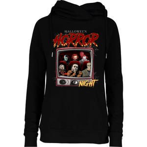 Halloween Horror Nights Movie Characters Halloween Scary Movies= Womens Funnel Neck Pullover Hood