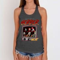 Halloween Horror Nights Movie Characters Halloween Scary Movies= Women's Knotted Racerback Tank