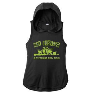 Hay Hustler Outstanding In My Field Ladies PosiCharge Tri-Blend Wicking Draft Hoodie Tank