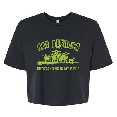 Hay Hustler Outstanding In My Field Bella+Canvas Jersey Crop Tee