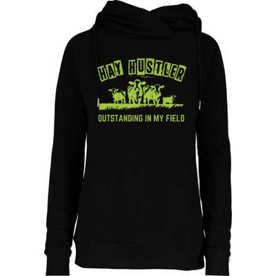 Hay Hustler Outstanding In My Field Womens Funnel Neck Pullover Hood