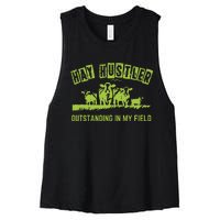 Hay Hustler Outstanding In My Field Women's Racerback Cropped Tank