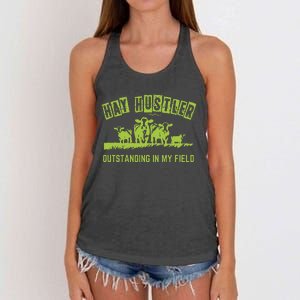 Hay Hustler Outstanding In My Field Women's Knotted Racerback Tank