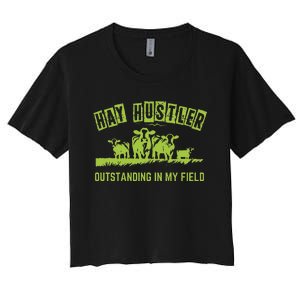 Hay Hustler Outstanding In My Field Women's Crop Top Tee