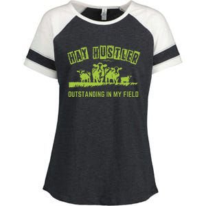 Hay Hustler Outstanding In My Field Enza Ladies Jersey Colorblock Tee