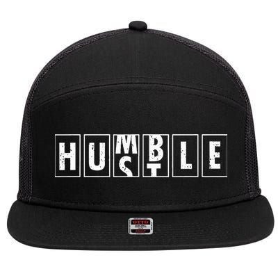 Humble Hustle Odometer Style Graphic Design 7 Panel Mesh Trucker Snapback Hat