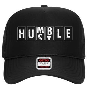 Humble Hustle Odometer Style Graphic Design High Crown Mesh Back Trucker Hat