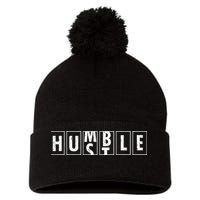 Humble Hustle Odometer Style Graphic Design Pom Pom 12in Knit Beanie
