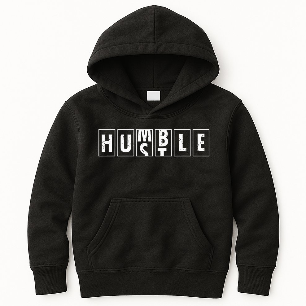 Humble Hustle Odometer Style Graphic Design Kids Hoodie