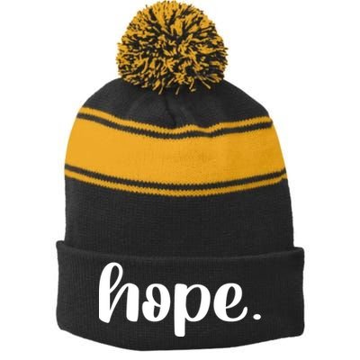 Hope Stripe Pom Pom Beanie