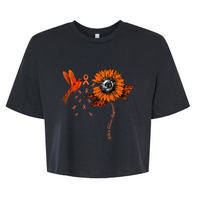 Hummingbird Holding Orange Ribbon Kidney Cancer Awareness Bella+Canvas Jersey Crop Tee