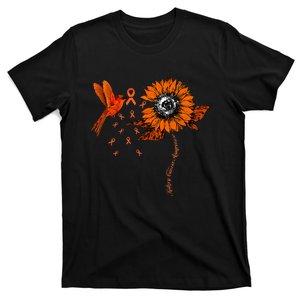 Hummingbird Holding Orange Ribbon Kidney Cancer Awareness T-Shirt