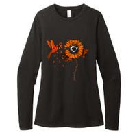 Hummingbird Holding Orange Ribbon Kidney Cancer Awareness Womens CVC Long Sleeve Shirt